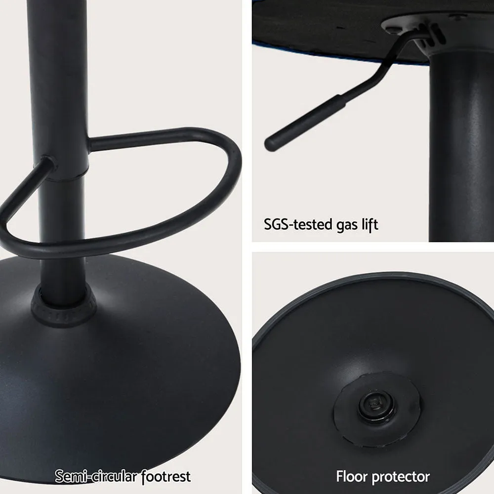4x Bar Stools | Gas Lift | Velvet | Blue Finish