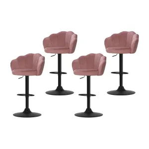 4x Bar Stools | Gas Lift | Velvet | Pink Finish