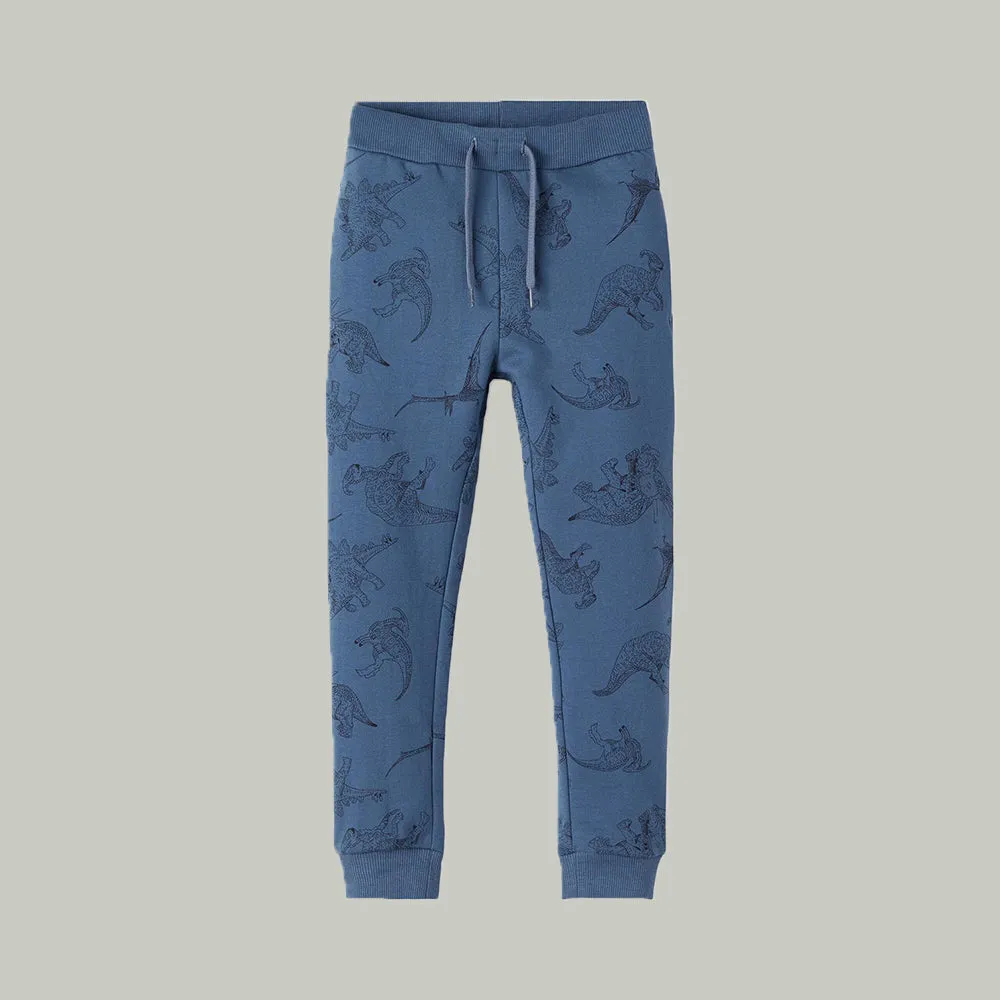 5.10.15 All Over Dino Print Blue Fleece Joggar Trouser 12786
