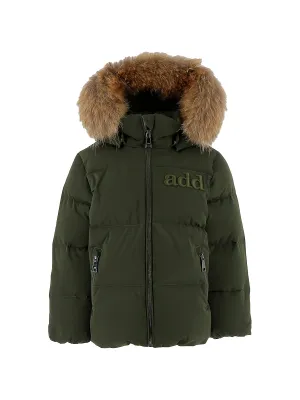 ADD-135 FUR HOODED DOWN JACKET WITH LOGO