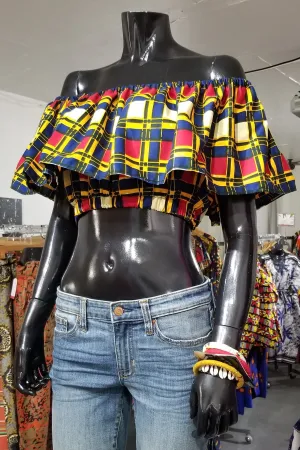 Ankara Ruffle Crop Tops II