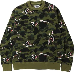 BAPE Shark 1st Camo Relaxed Crewneck 'Green' Sweatshirt, Green