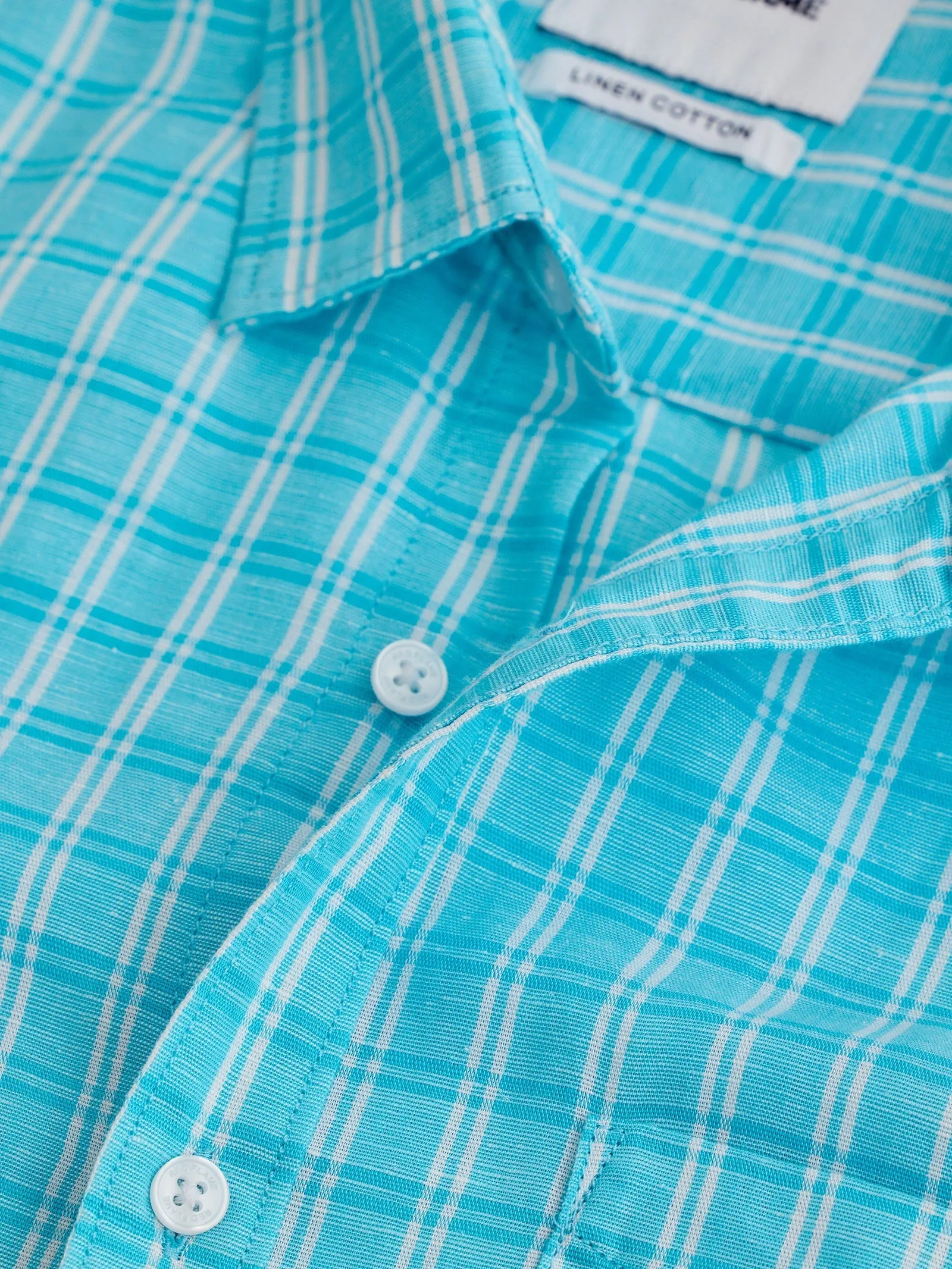 Blue Checked Linen Shirt
