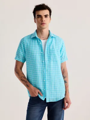 Blue Checked Linen Shirt