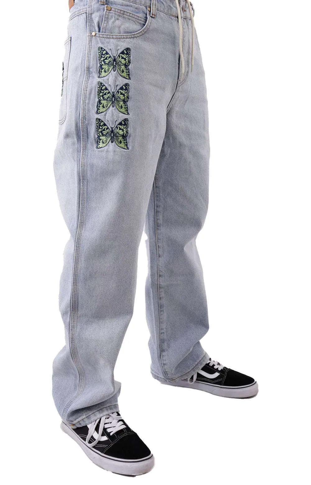 Butterfly Denim Jeans - Light Blue
