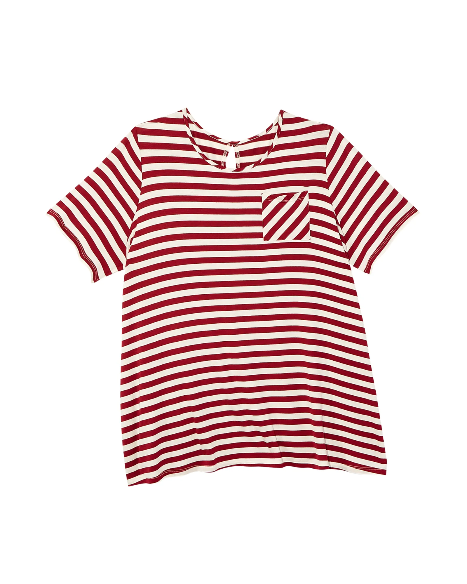 Casey Short Sleeve Split Back Tee | Red / White