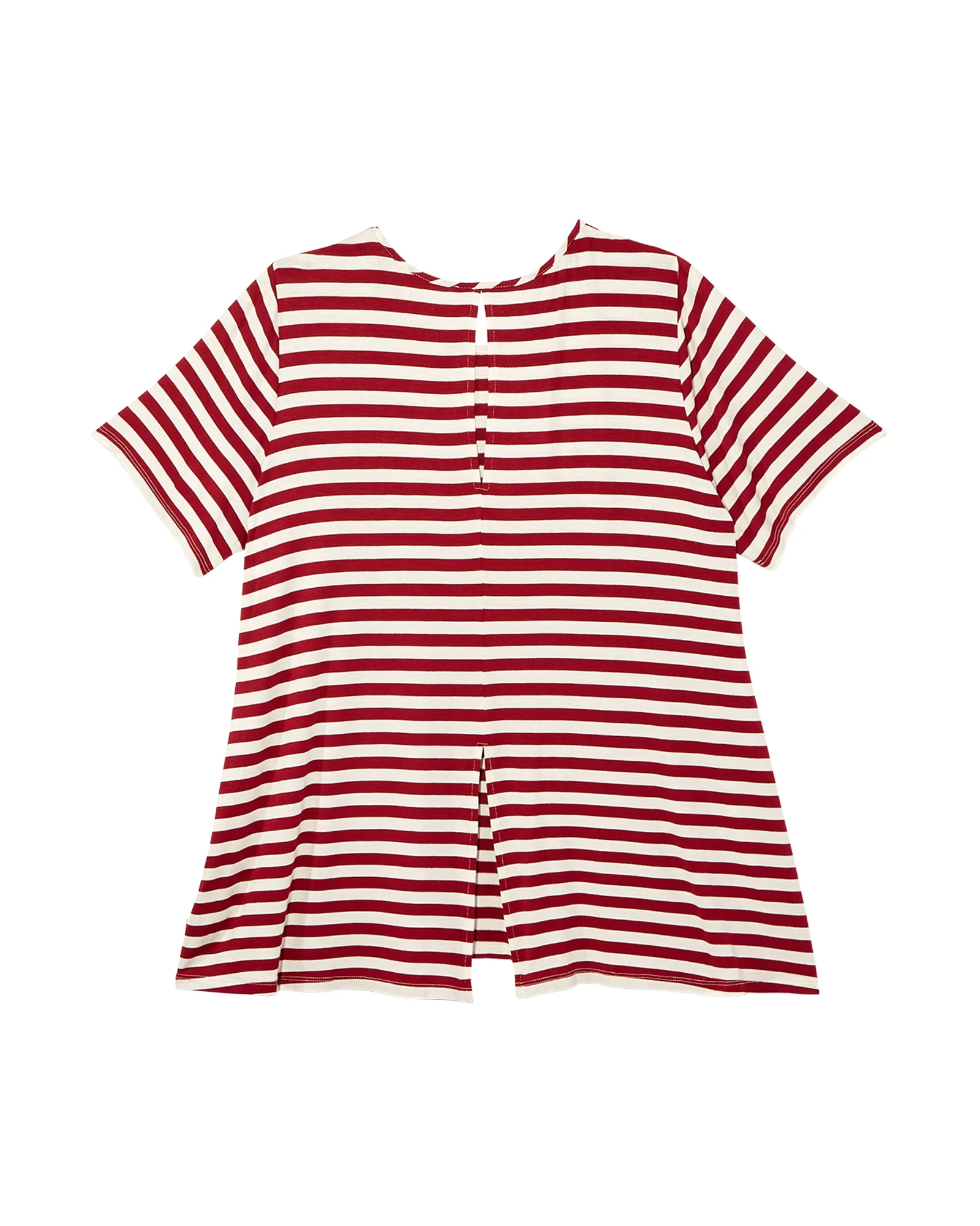 Casey Short Sleeve Split Back Tee | Red / White