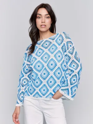 Cotton Blend Crochet Top - Coastal