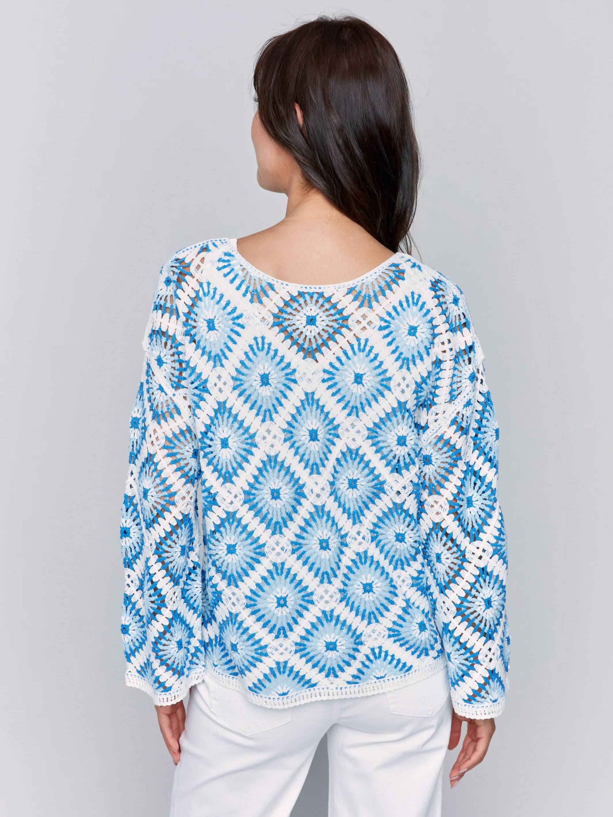 Cotton Blend Crochet Top - Coastal
