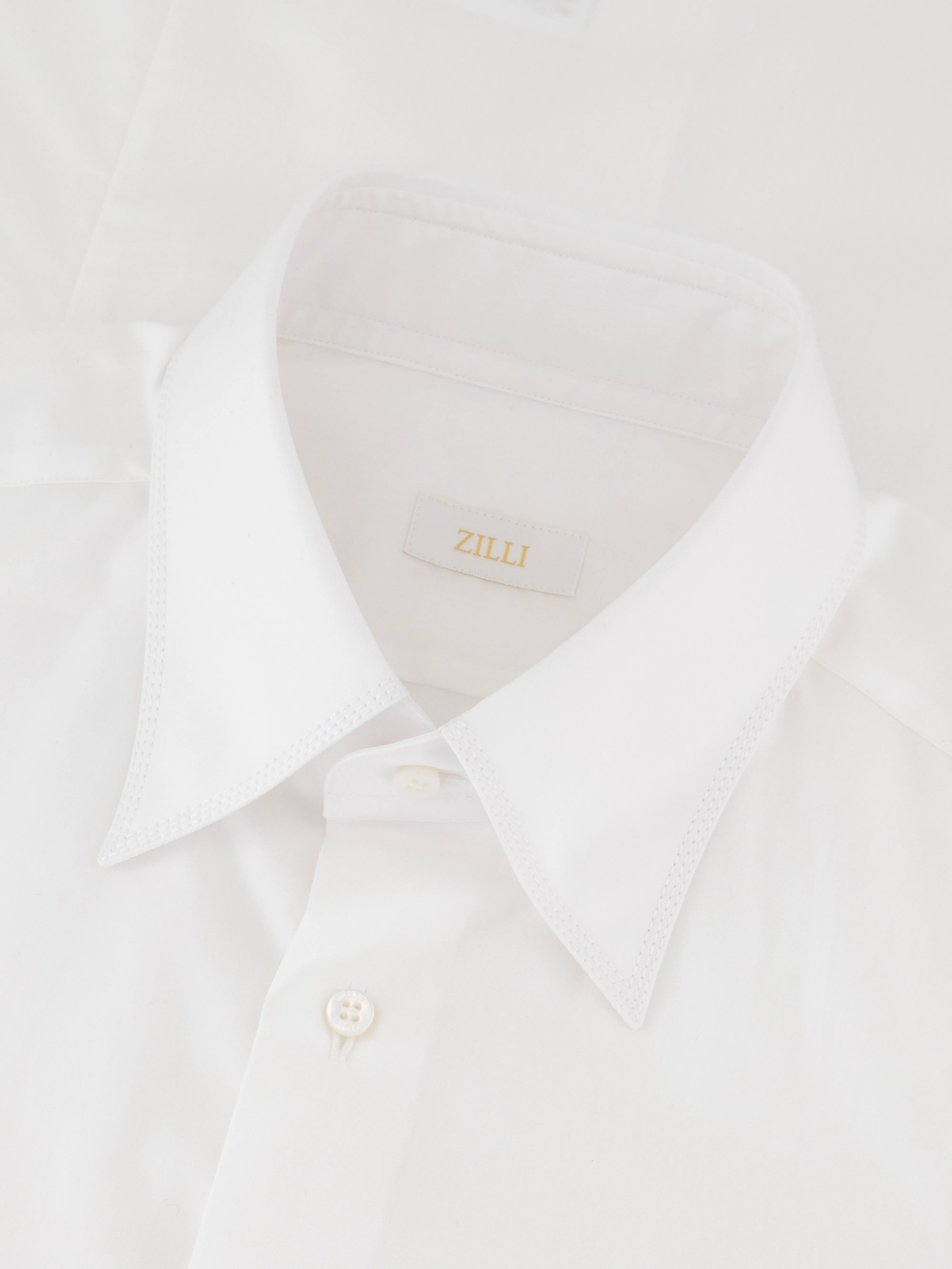 Cotton Shirt with Triple Stitching White