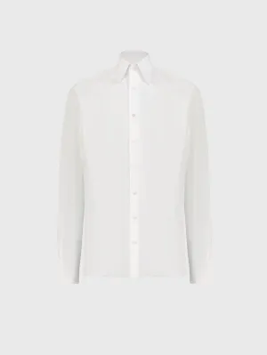 Cotton Shirt with Triple Stitching White