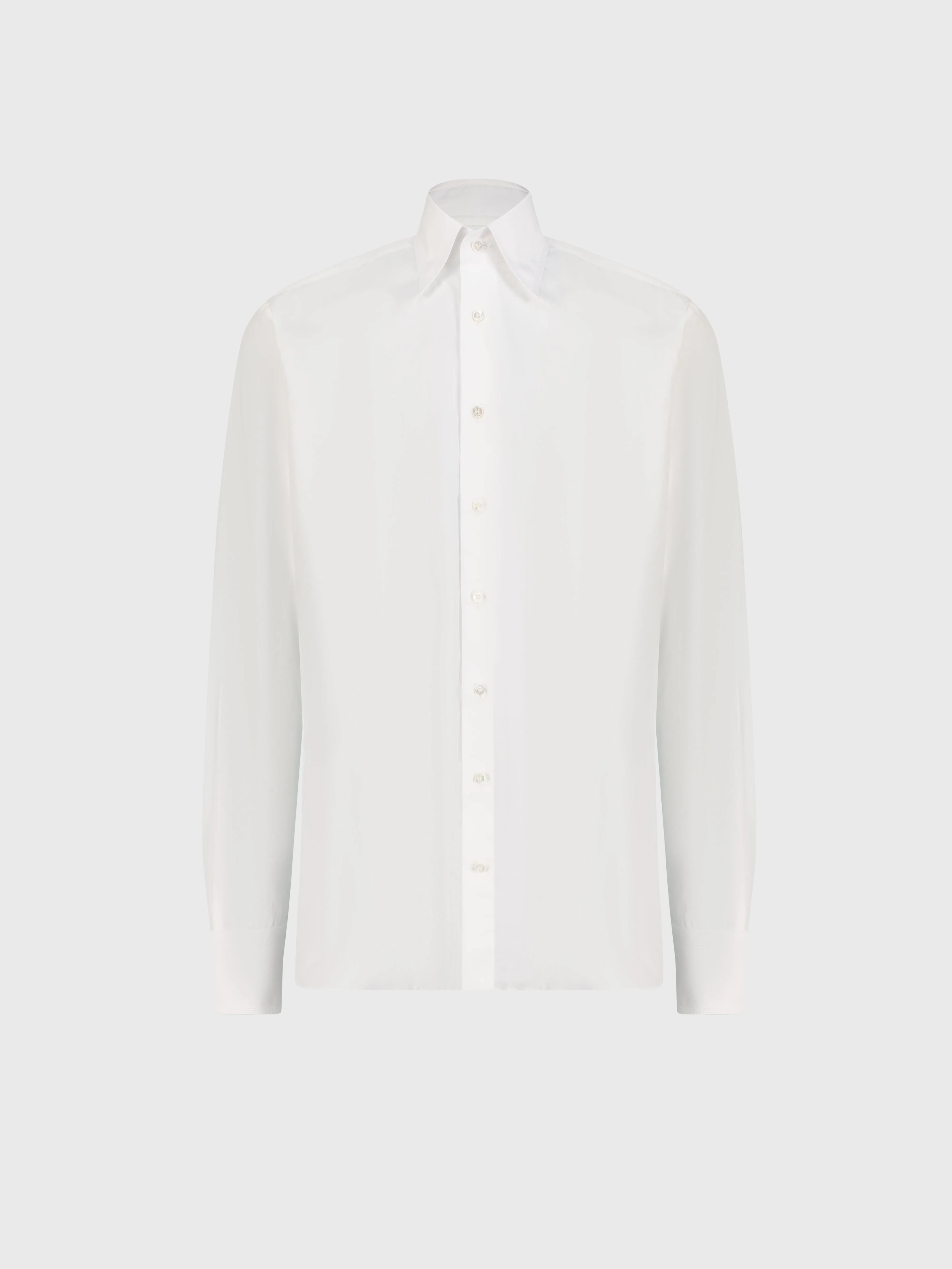 Cotton Shirt with Triple Stitching White