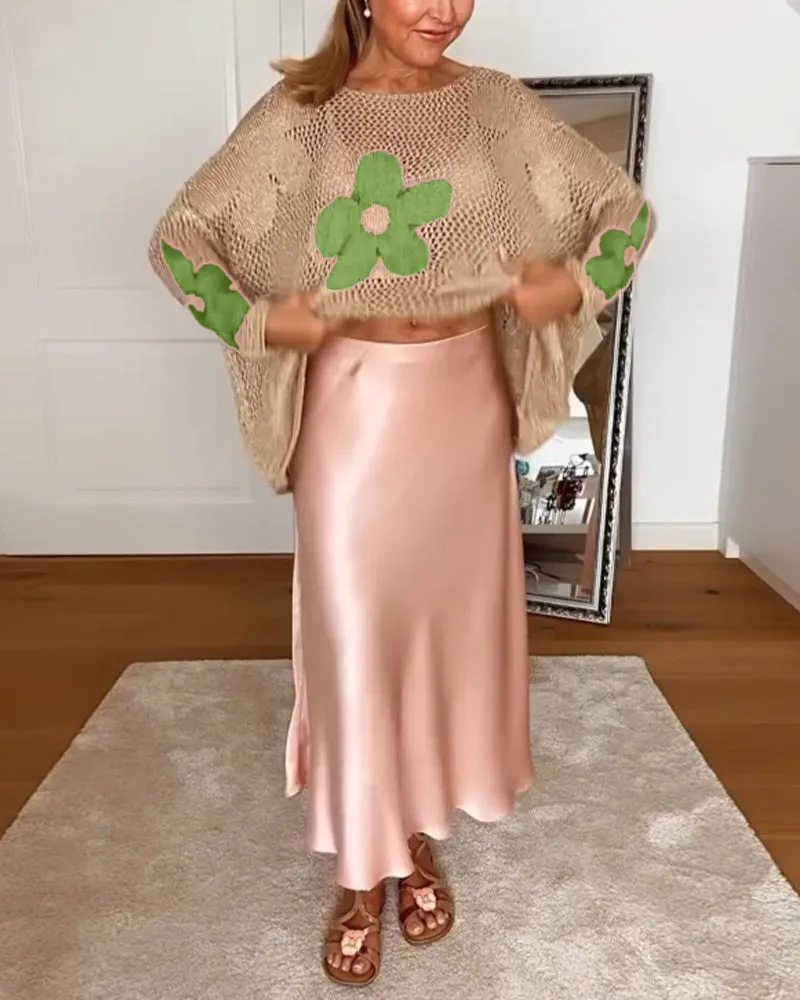 EMMA - Long-Sleeve Round Neck Floral Sweater