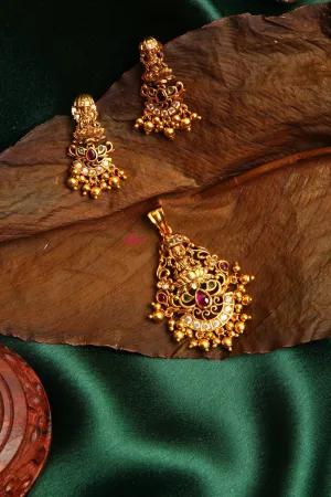 Goddess Lakshmi Pendant and Jhumka Set (No chain)