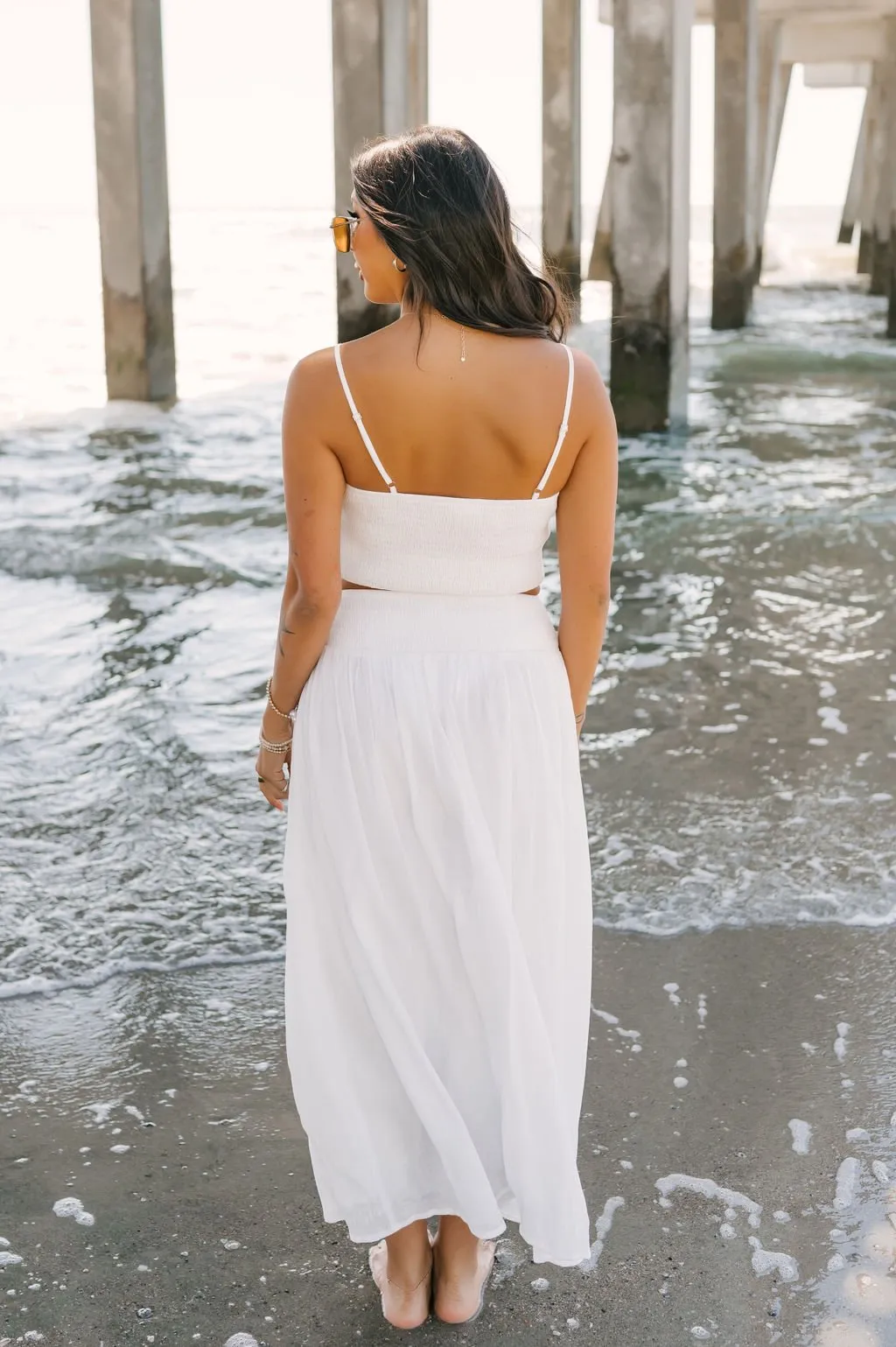 Hali White Smocked Tank Top & Midi Skirt - FINAL SALE