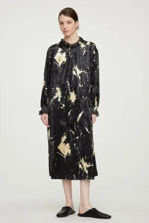 HARRIS Mesh Splice Elegant Velvet Dress Black