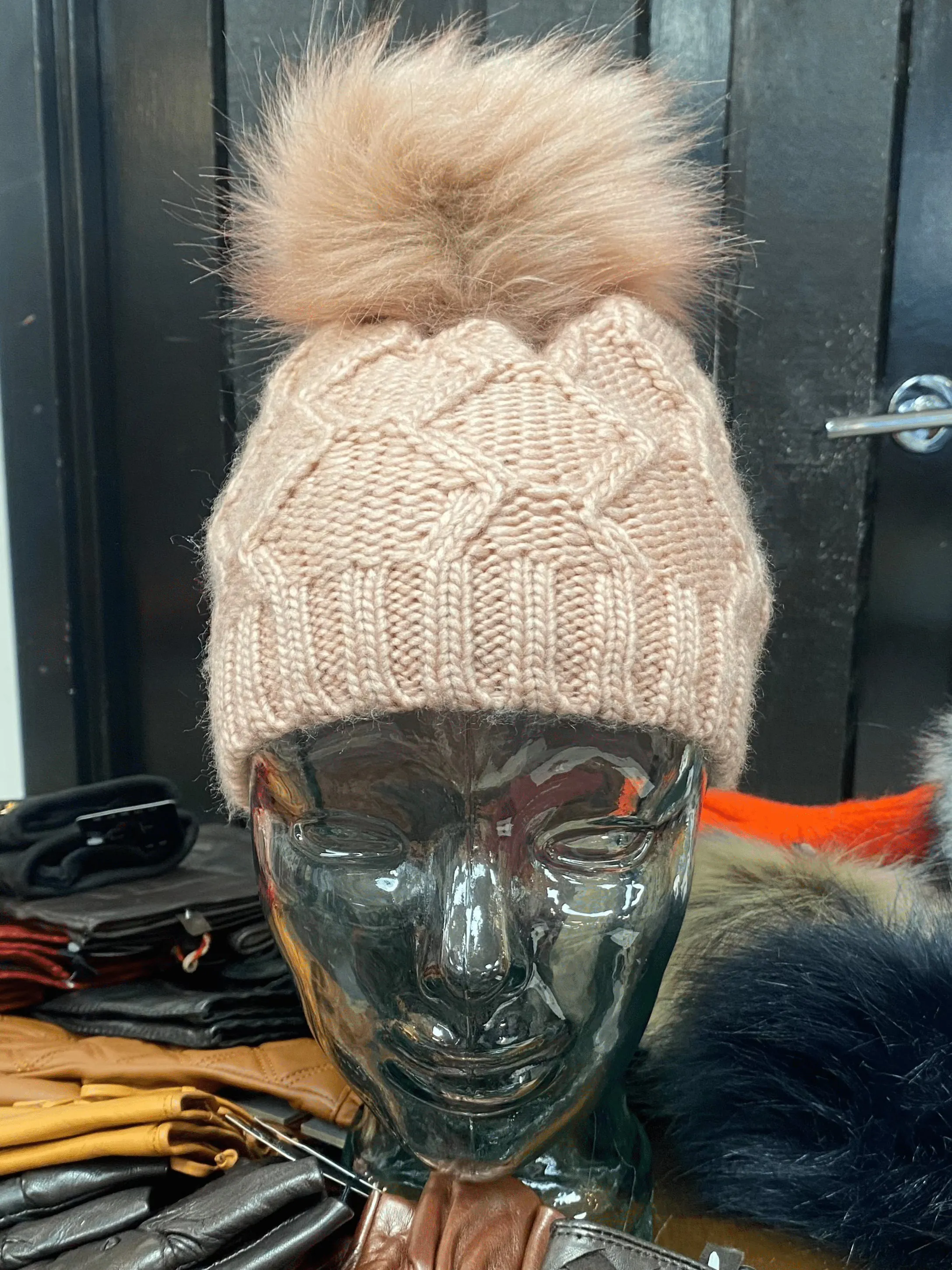 Knit Fleece Lined Pom Pom Toques