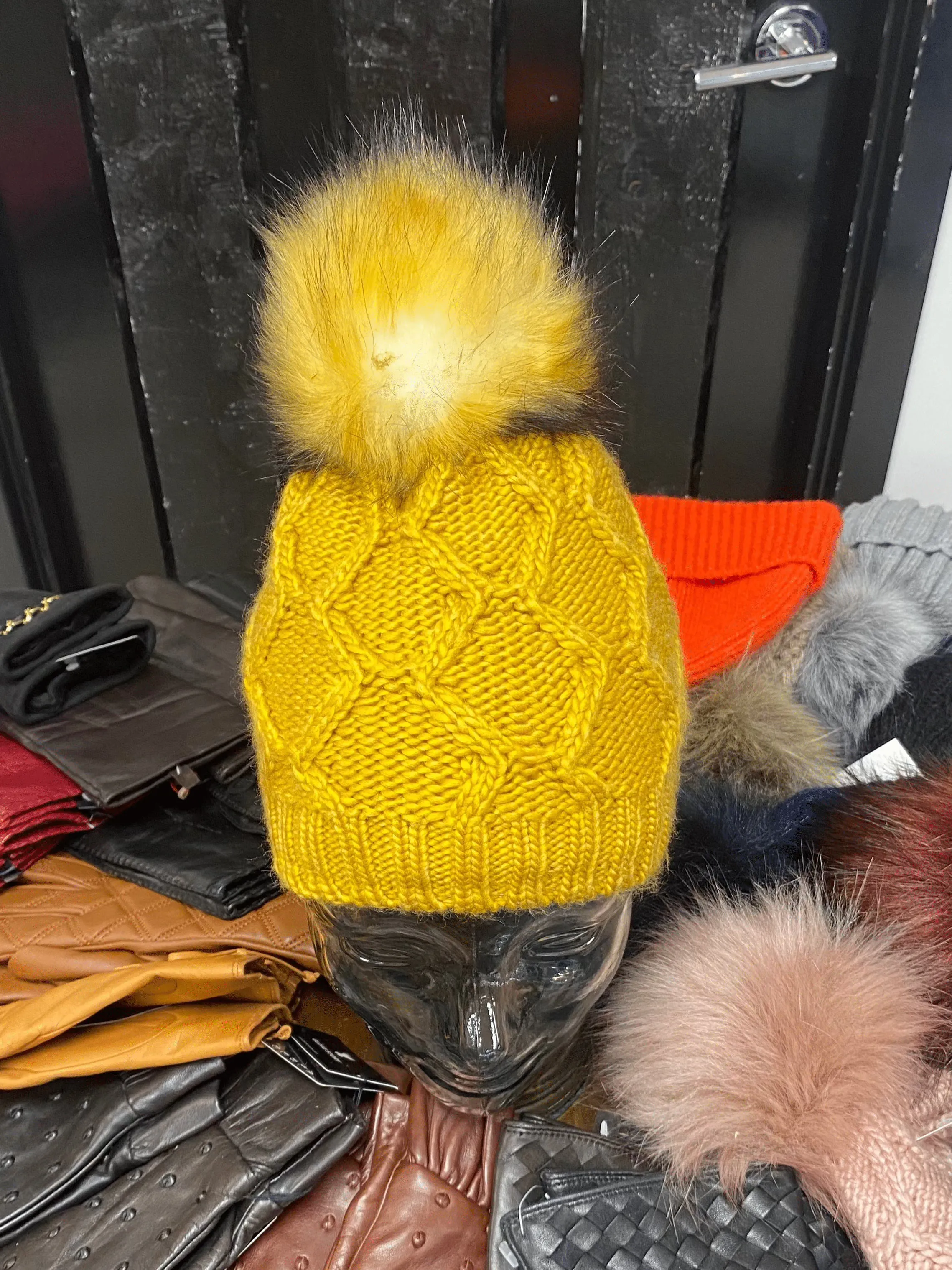 Knit Fleece Lined Pom Pom Toques