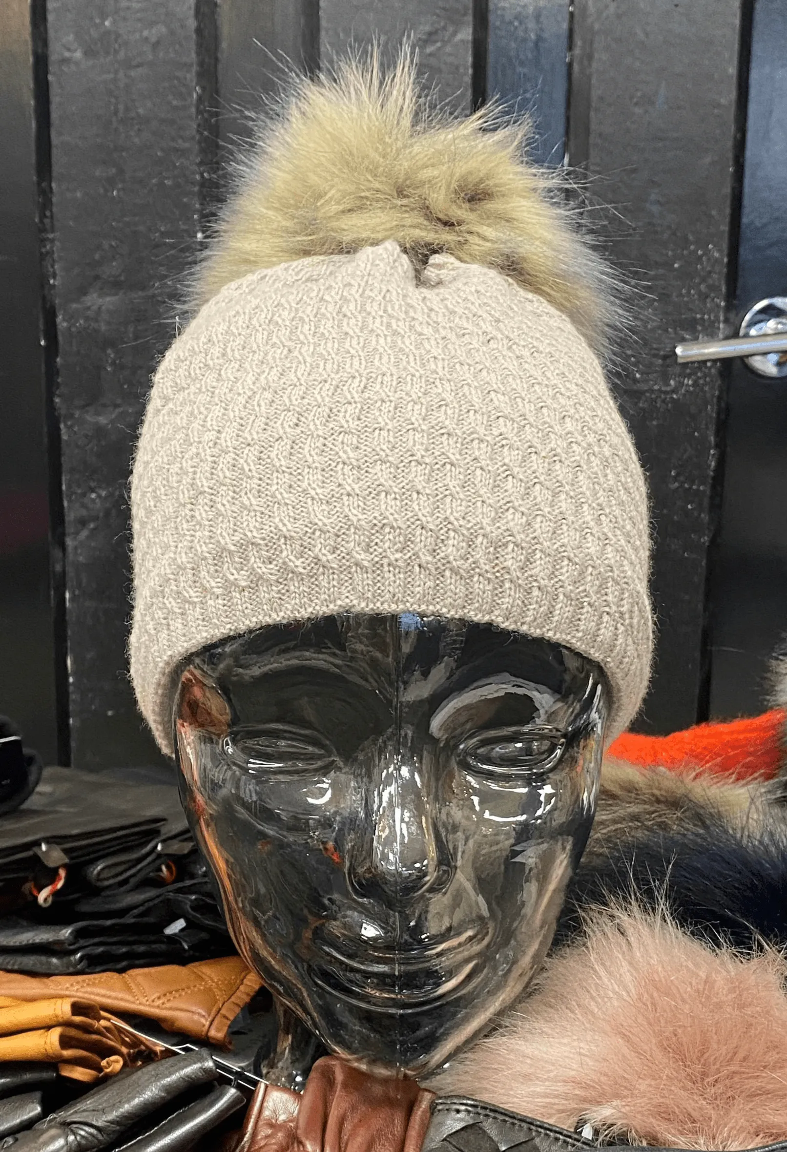 Knit Fleece Lined Pom Pom Toques