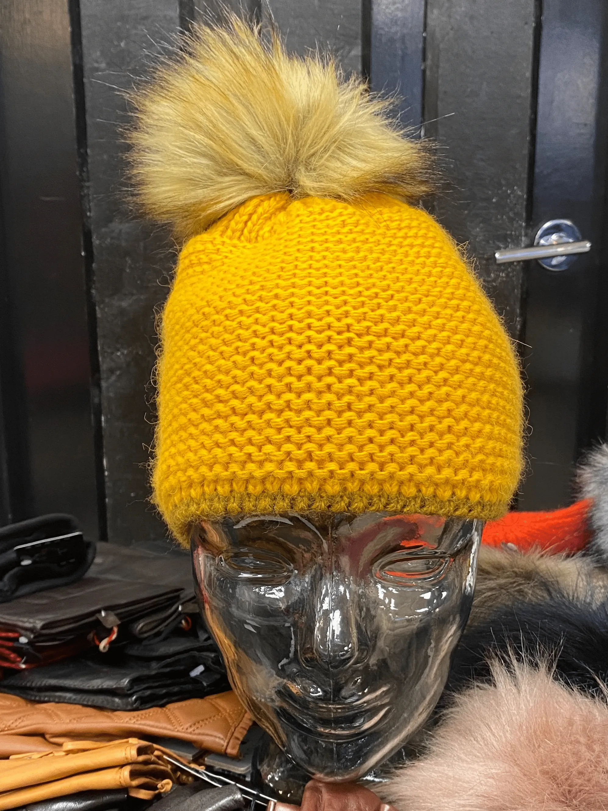 Knit Fleece Lined Pom Pom Toques