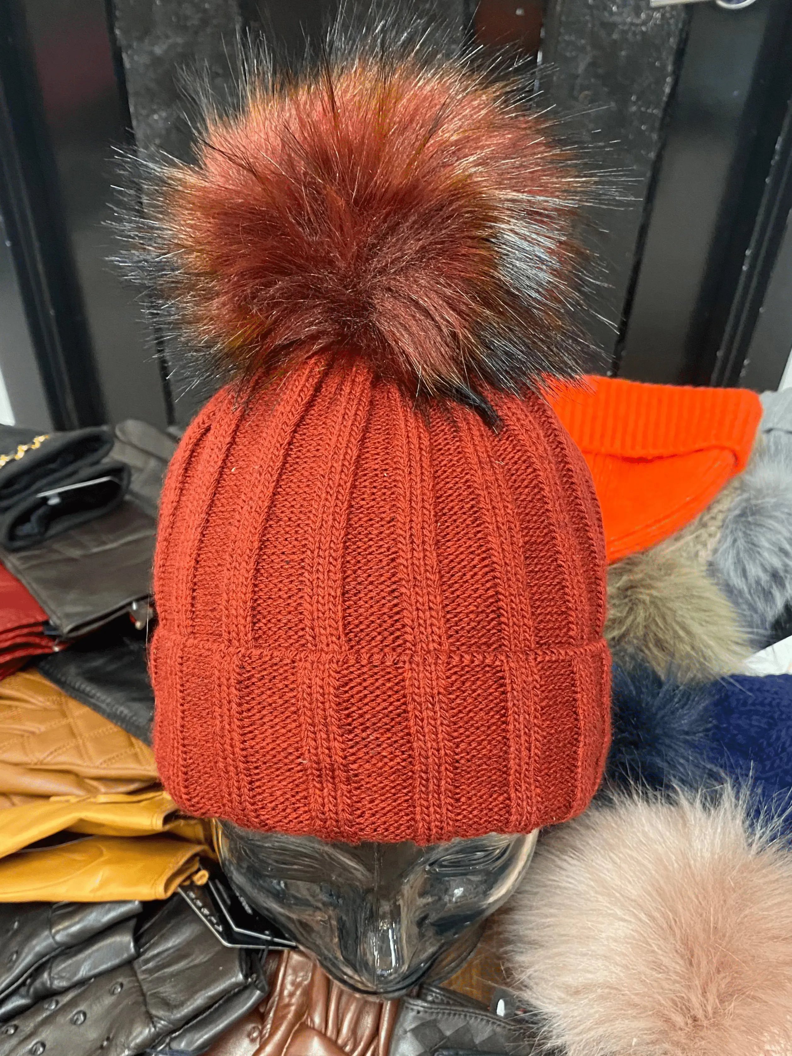 Knit Fleece Lined Pom Pom Toques