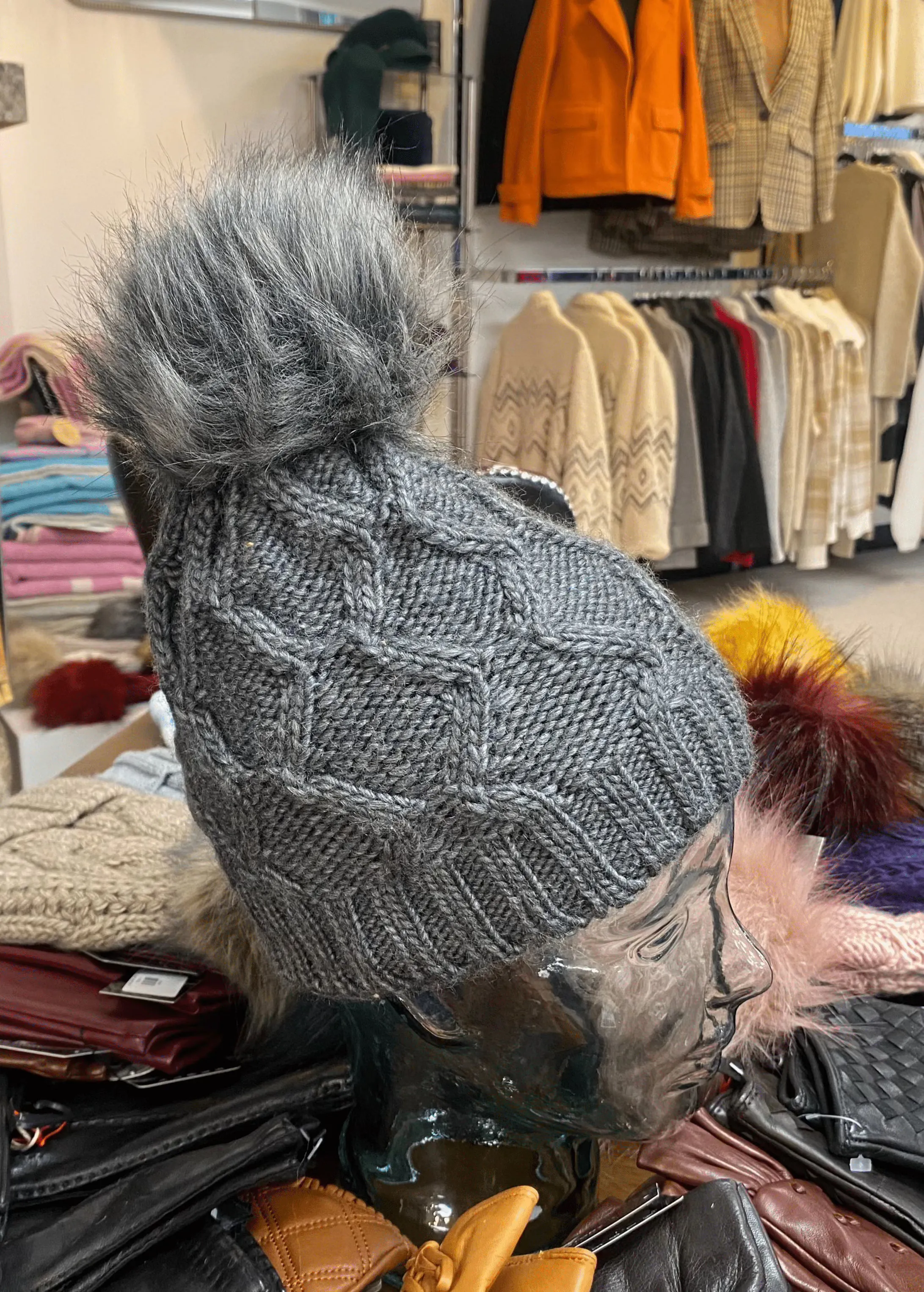 Knit Fleece Lined Pom Pom Toques