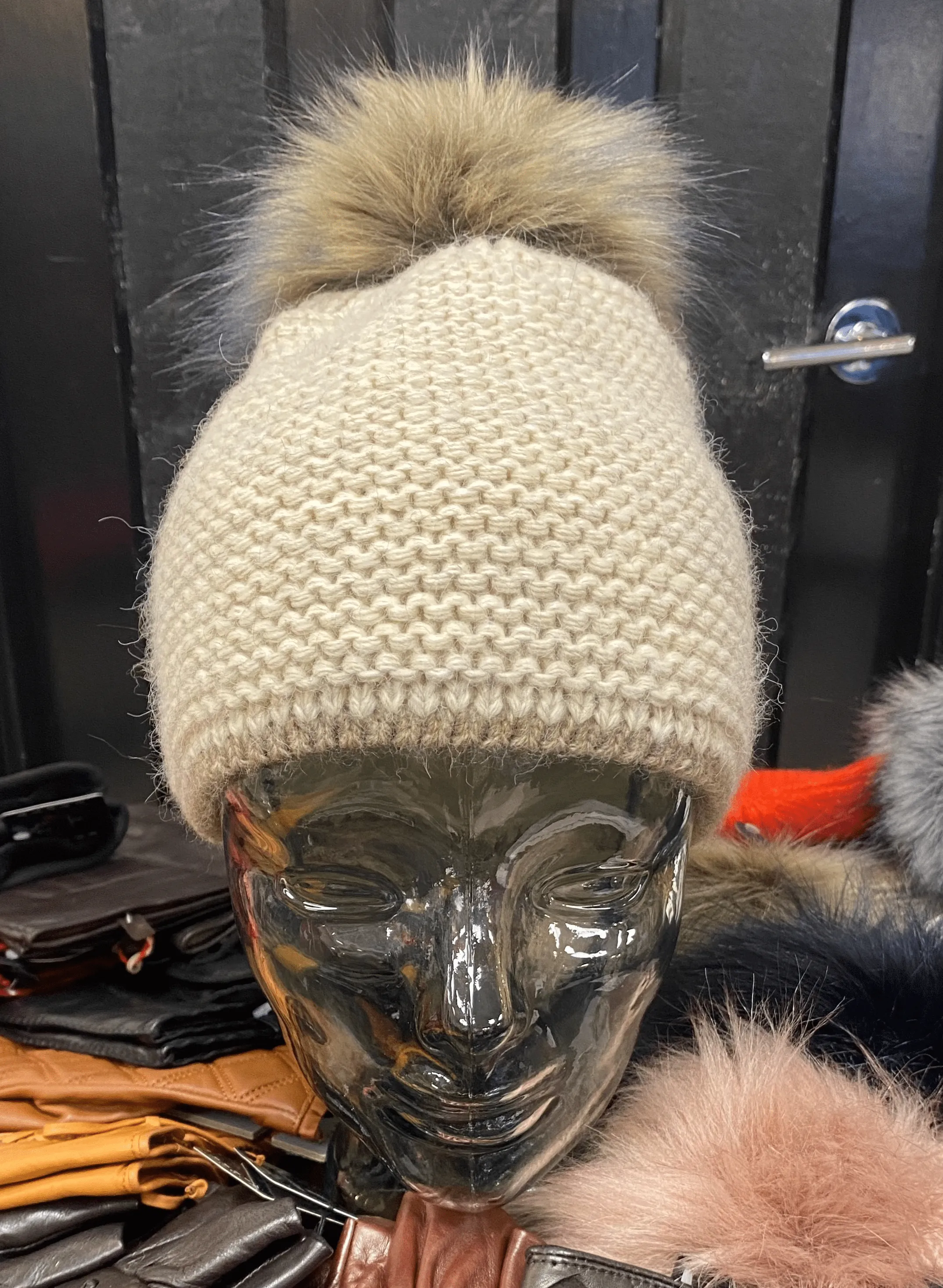 Knit Fleece Lined Pom Pom Toques