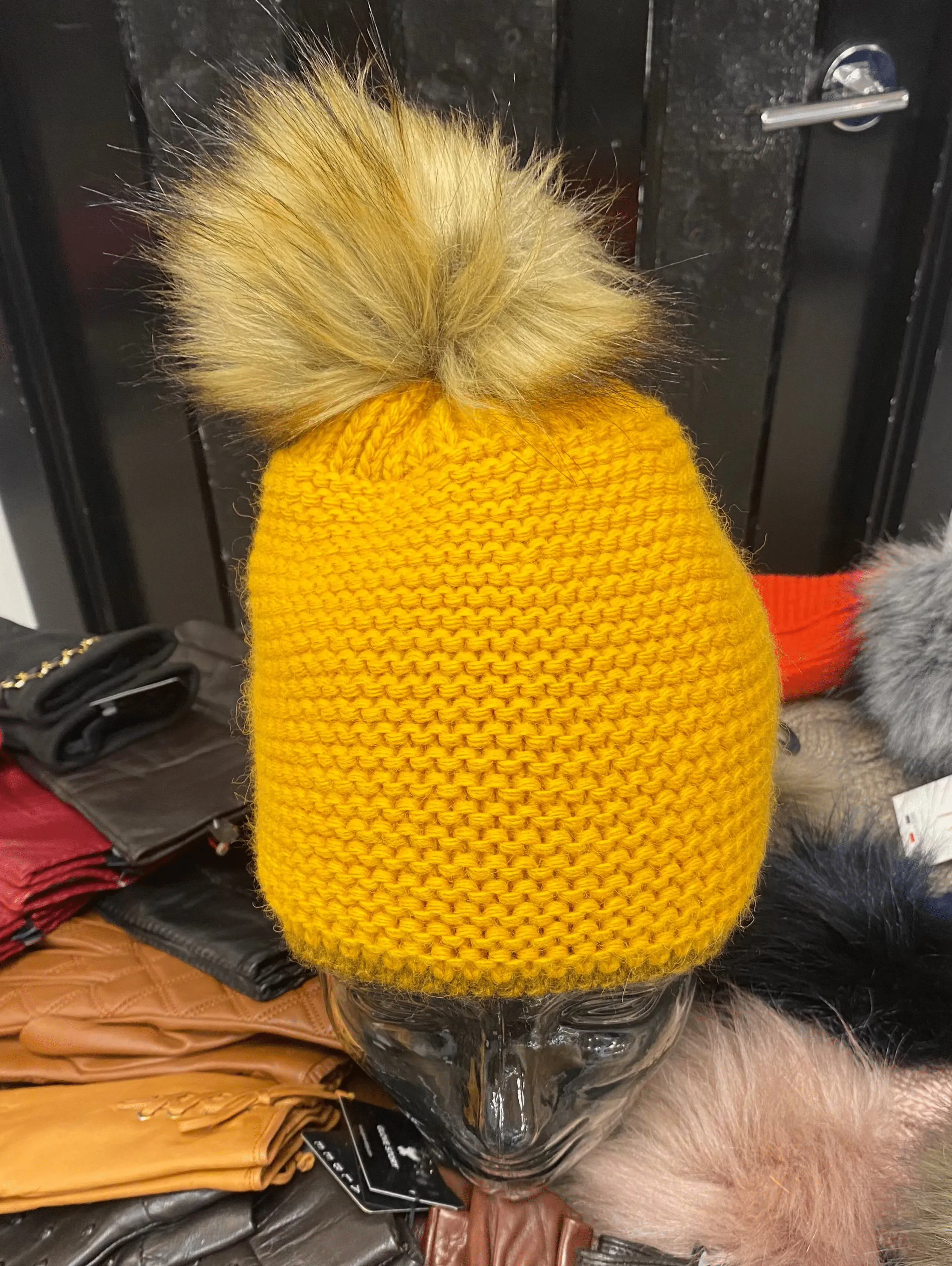 Knit Fleece Lined Pom Pom Toques