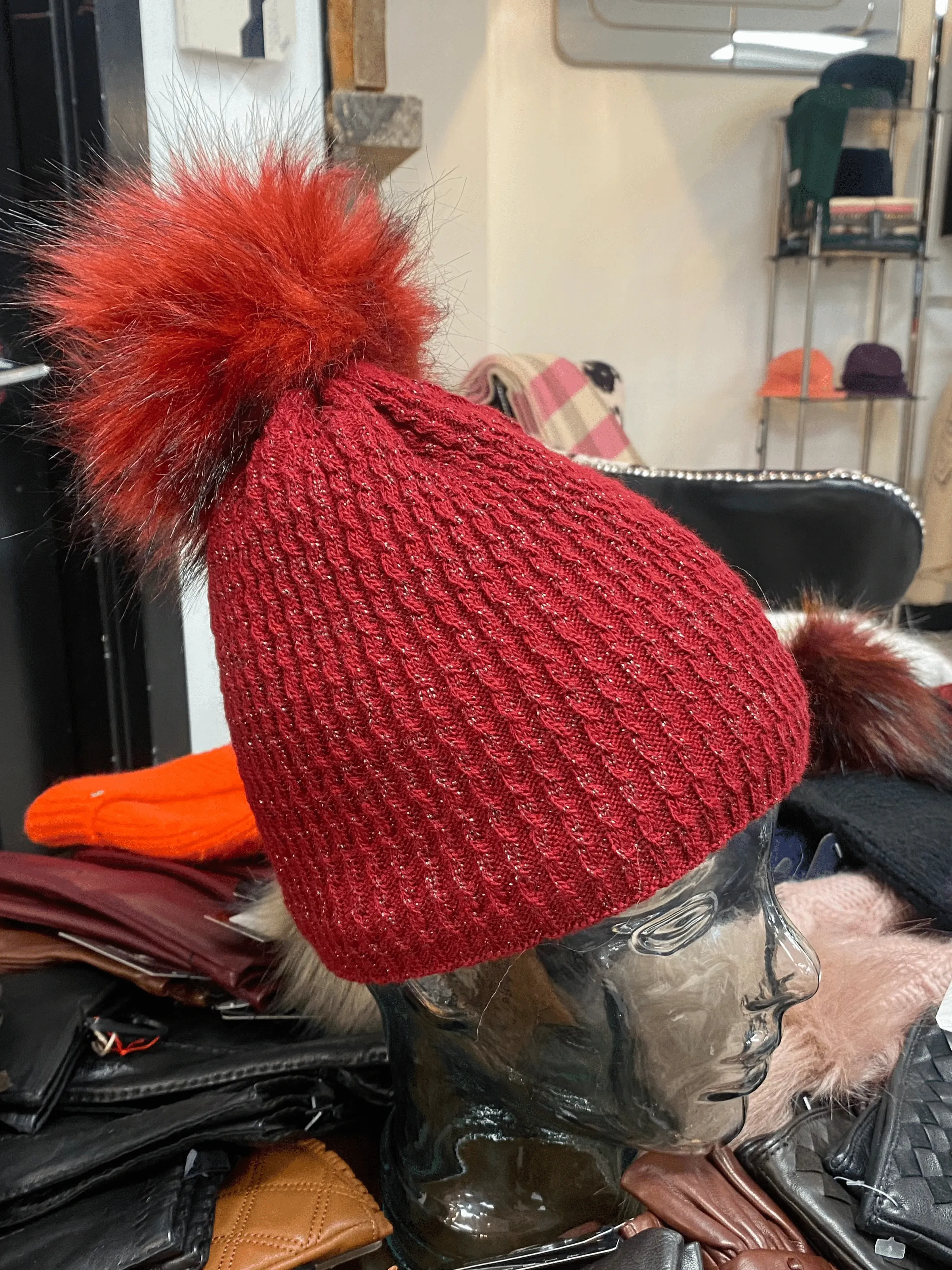 Knit Fleece Lined Pom Pom Toques