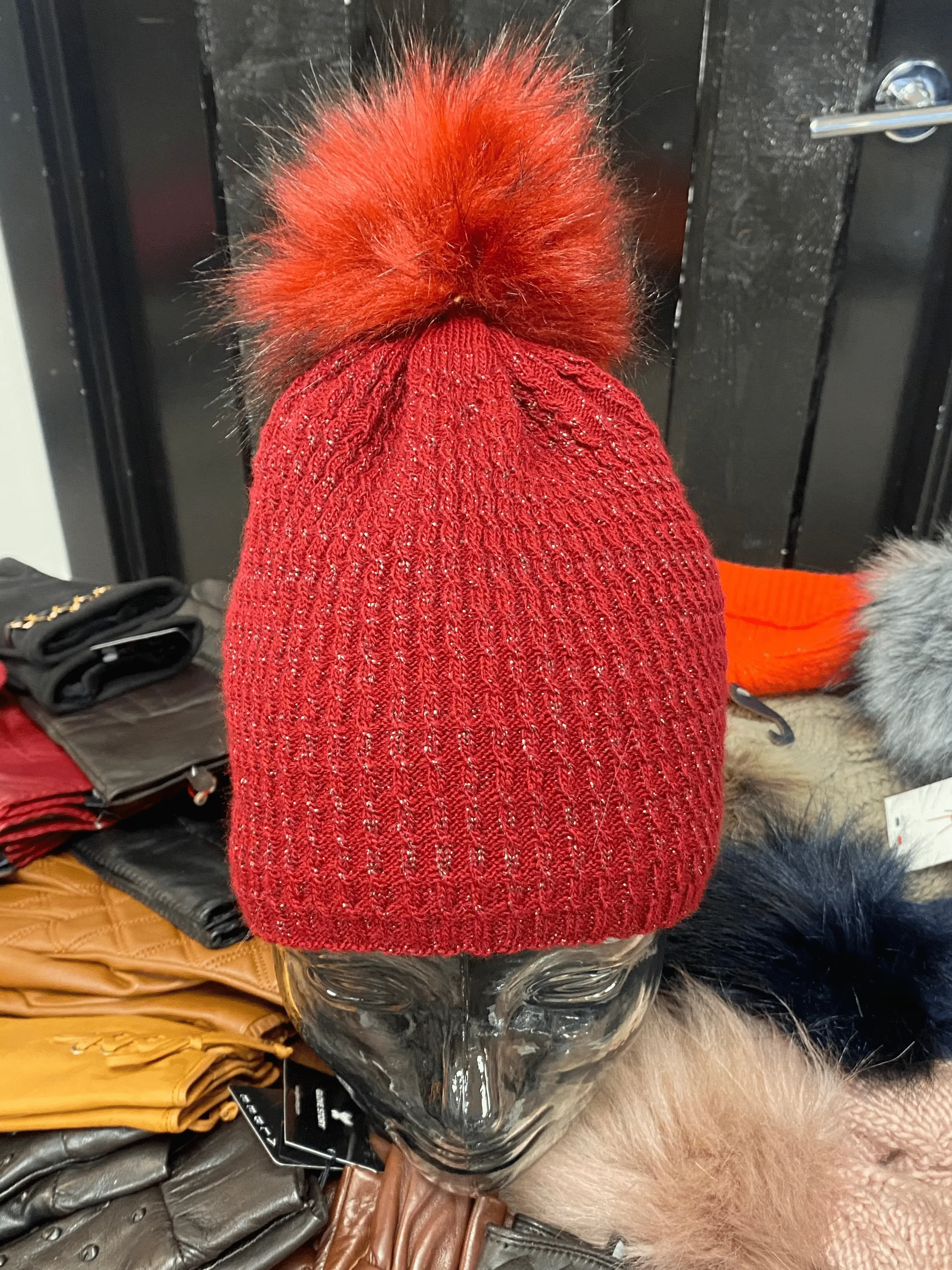 Knit Fleece Lined Pom Pom Toques