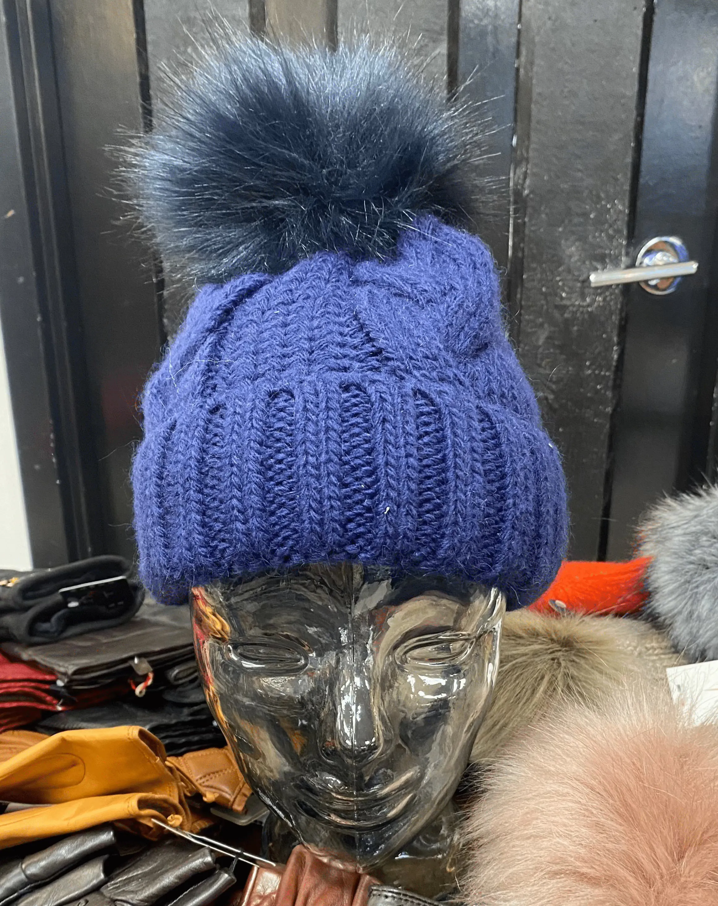 Knit Fleece Lined Pom Pom Toques