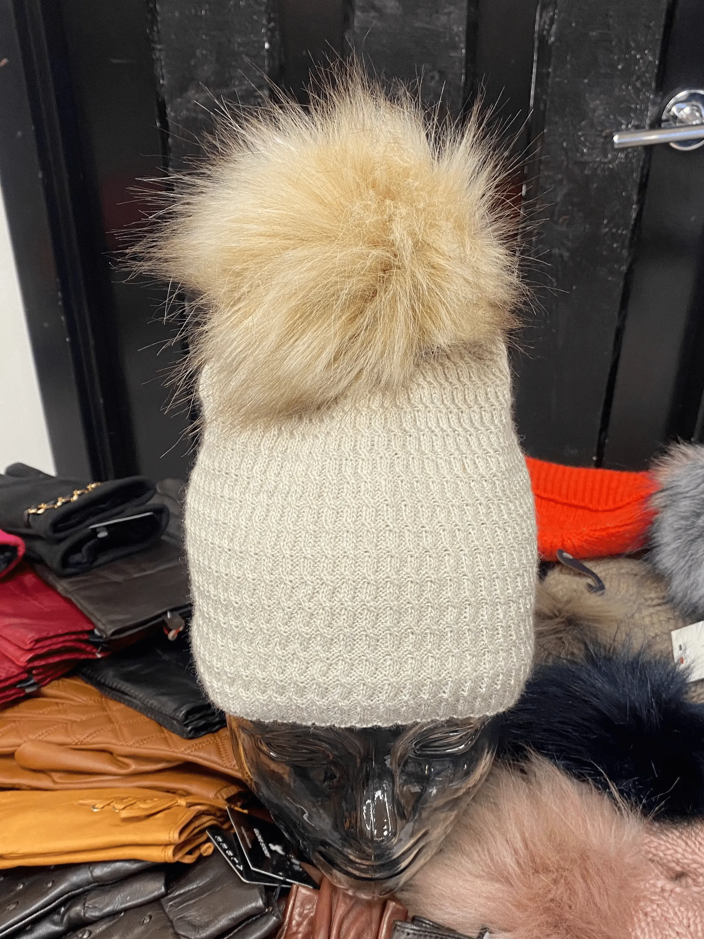 Knit Fleece Lined Pom Pom Toques
