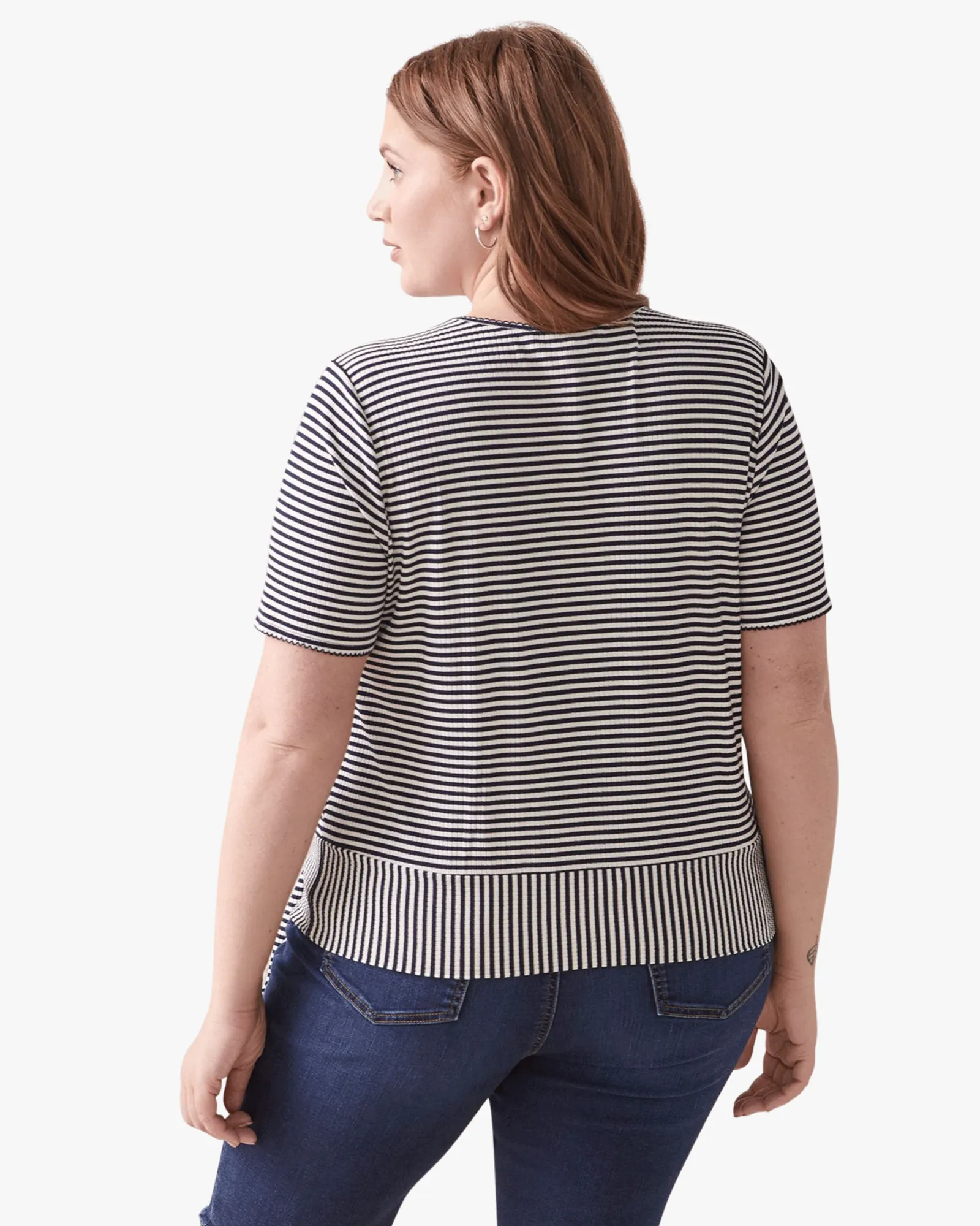 Lucy Tie Detail Tee | Navy / White