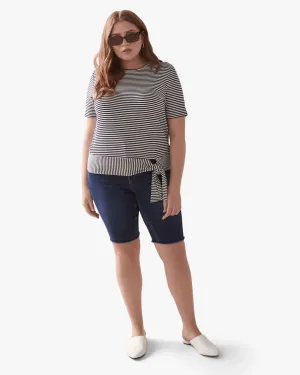Lucy Tie Detail Tee | Navy / White