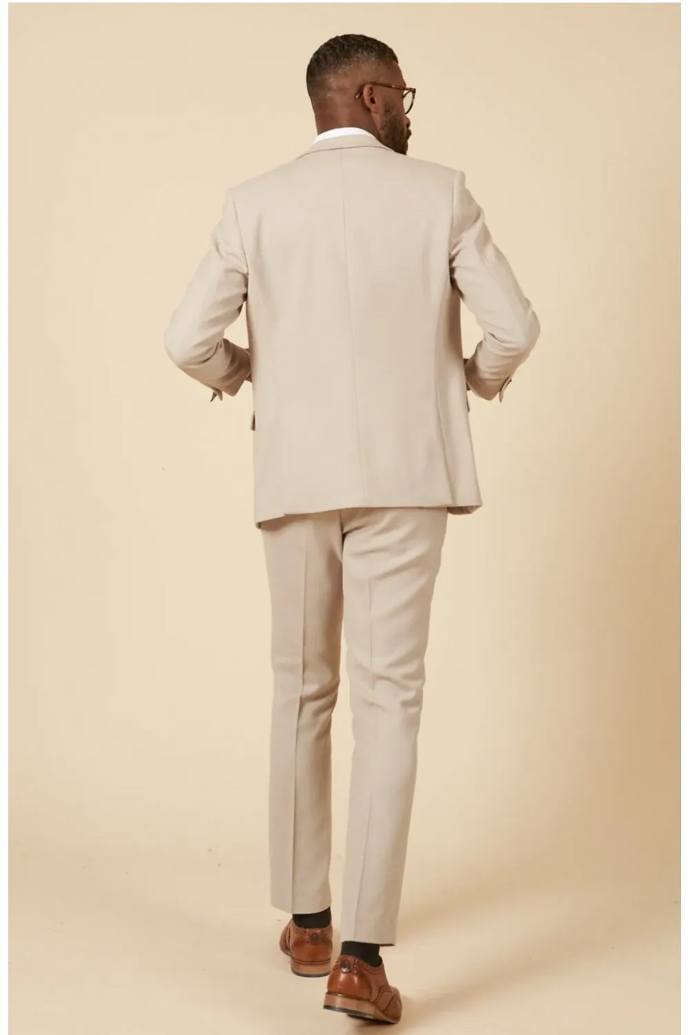 MARC DARCY HM5 Tailored Two Piece Suit - Mens Slim Fit - Stone