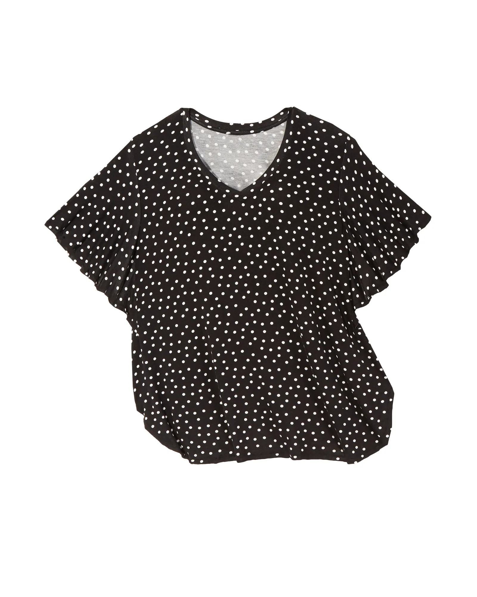 Maria Flutter Sleeve Top | Black / Ivory