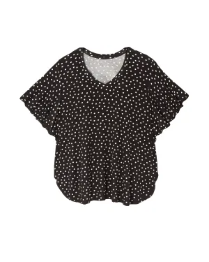 Maria Flutter Sleeve Top | Black / Ivory