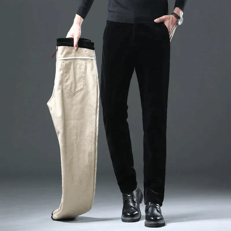 Men's Warm Fleece-Lined Corduroy Trousers