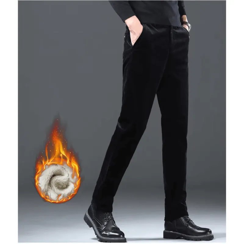 Men's Warm Fleece-Lined Corduroy Trousers
