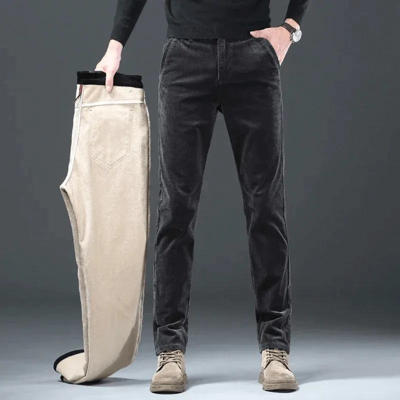 Men's Warm Fleece-Lined Corduroy Trousers