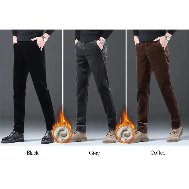 Men's Warm Fleece-Lined Corduroy Trousers