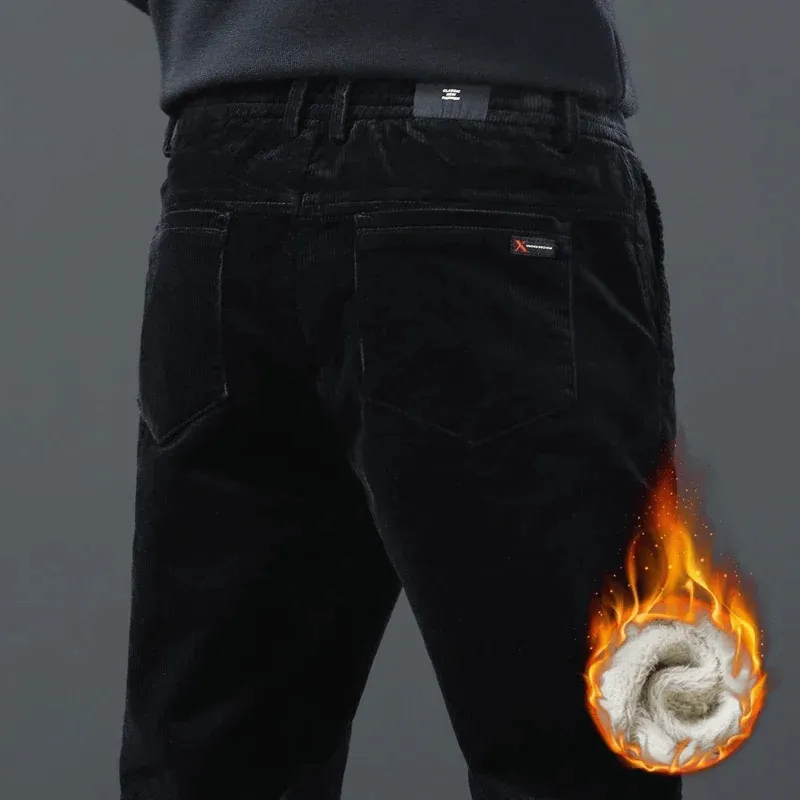 Men's Warm Fleece-Lined Corduroy Trousers