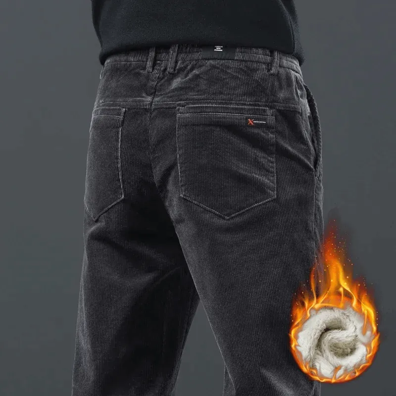 Men's Warm Fleece-Lined Corduroy Trousers