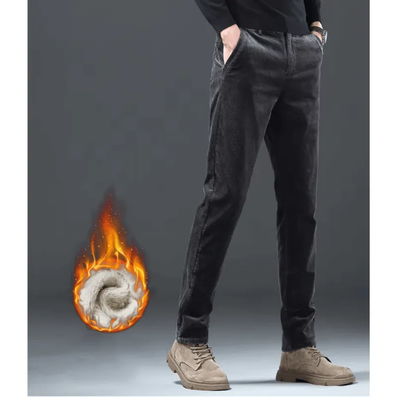 Men's Warm Fleece-Lined Corduroy Trousers