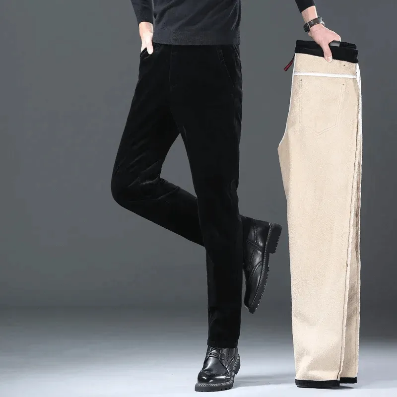 Men's Warm Fleece-Lined Corduroy Trousers