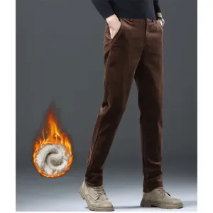 Men's Warm Fleece-Lined Corduroy Trousers