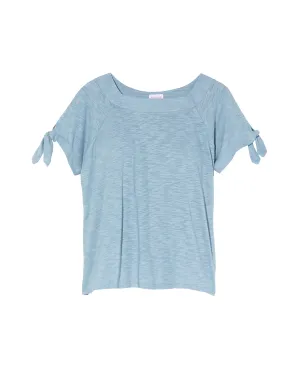 Nala Square Neck Top with Tie Sleeves | Light Blue