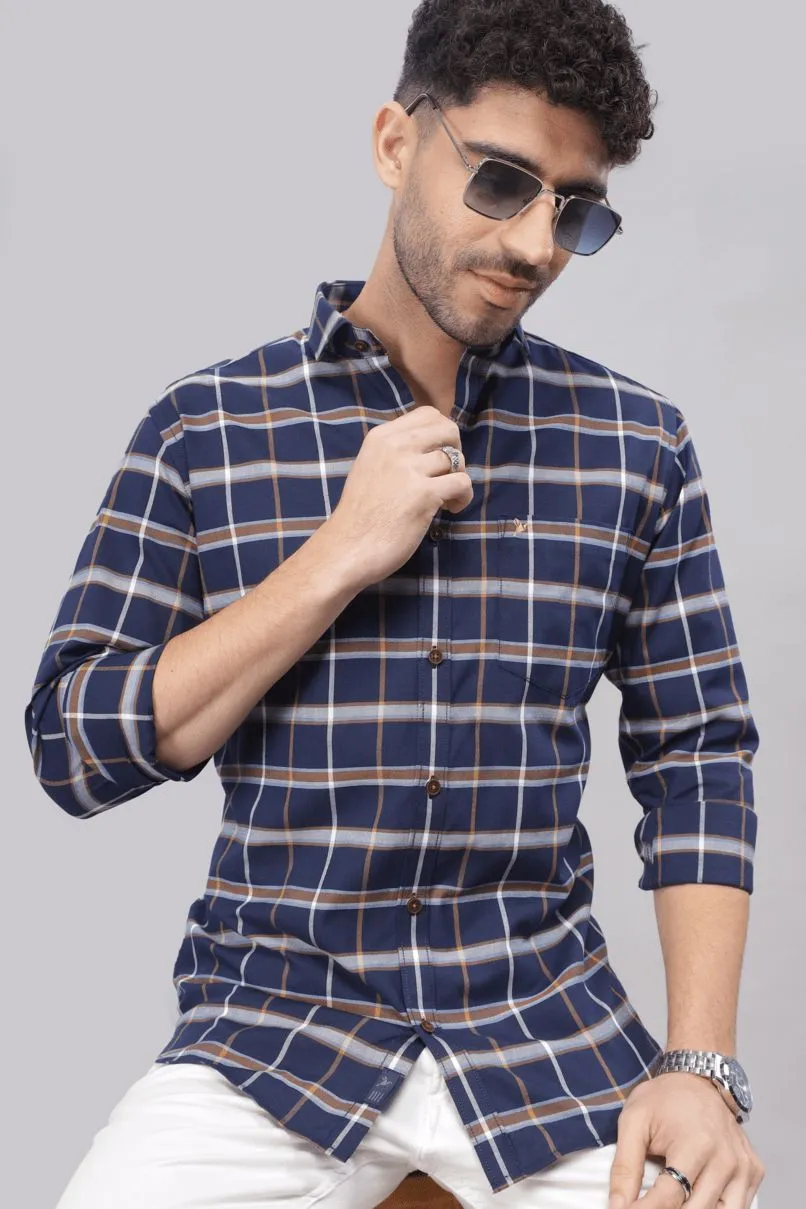 Navy Khaki Checks - Full-Stain Proof