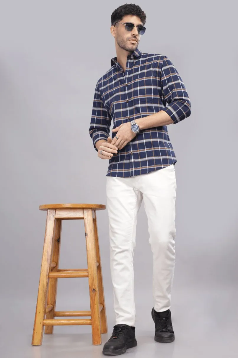 Navy Khaki Checks - Full-Stain Proof