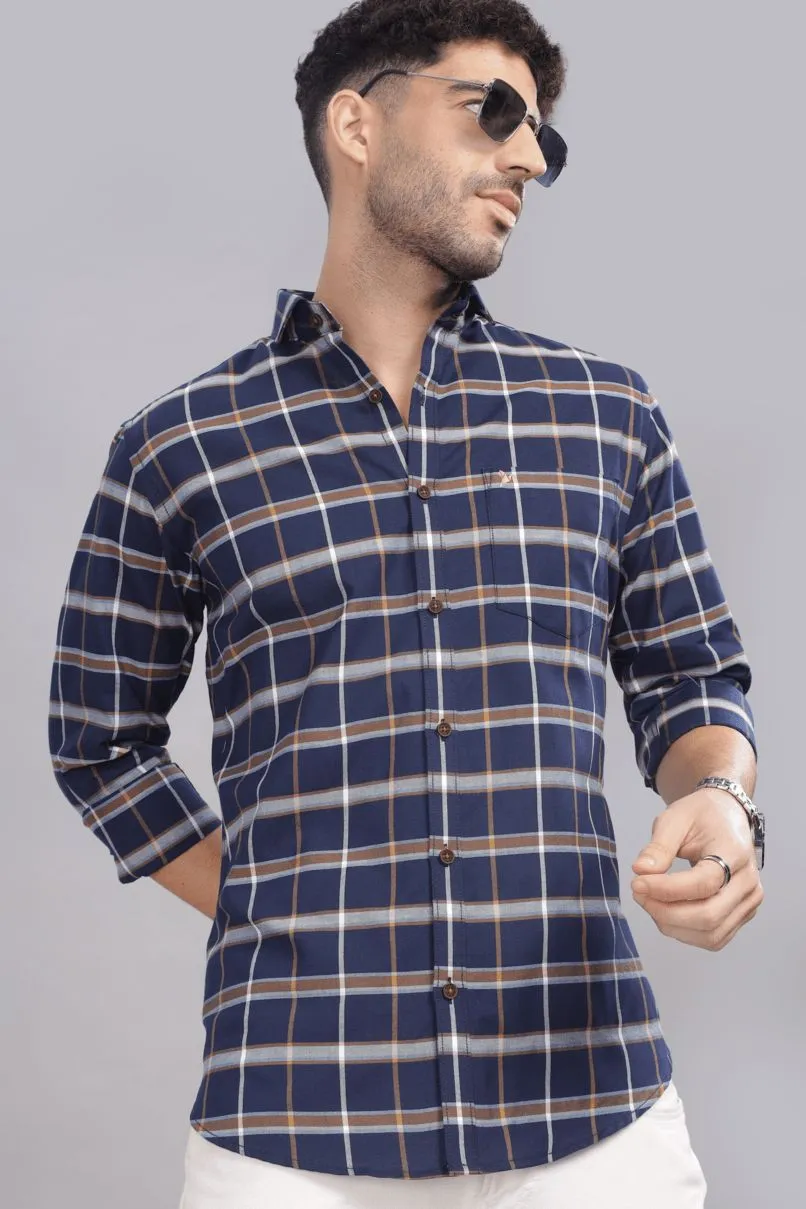Navy Khaki Checks - Full-Stain Proof